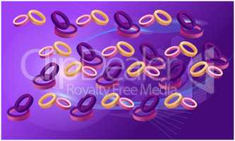 digital textile design of various rings on abstract background
