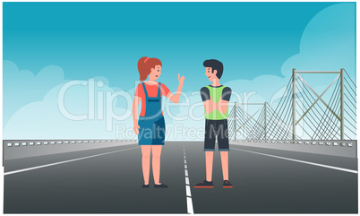 couple is walking on the road together