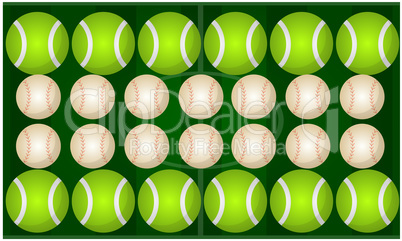 digital textile design of different balls on abstract background