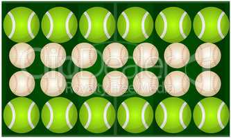 digital textile design of different balls on abstract background