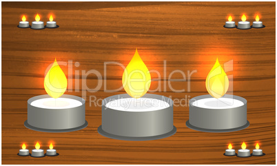 digital textile design of candles on wooden background