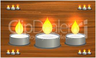 digital textile design of candles on wooden background