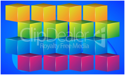 digital textile design of various cubes on abstract background