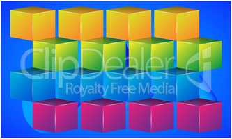 digital textile design of various cubes on abstract background