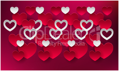 various heart on abstract dark background