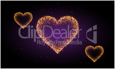 crystal gold heart on abstract background