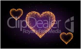 crystal gold heart on abstract background