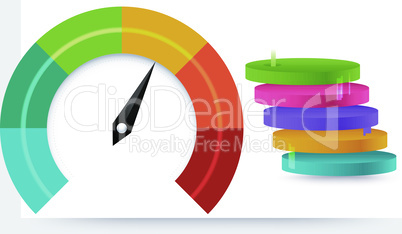 business info graphics meter on abstract background