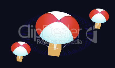 digital textile design of hot air balloon on abstract background