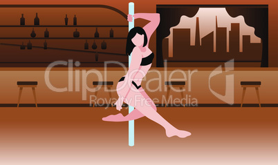 girl is dancing in a bar with a pole