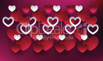 various heart on abstract dark background