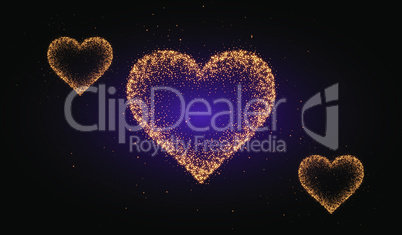 crystal gold heart on abstract background