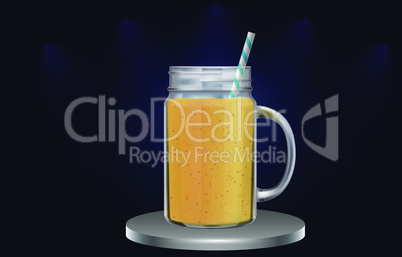 mock up illustration of juice mug on podium