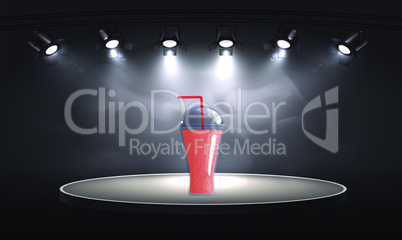 mock up illustration of juice glass on light stage