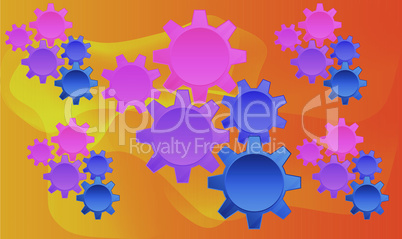 different size of working gears on abstract background