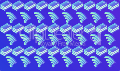 digital textile design of books and network on abstract background