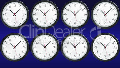 collection of world clock on abstract background