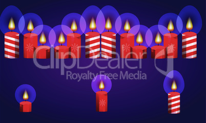 burning of various Christmas candle on abstract background