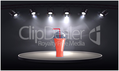 mock up illustration of juice glass on light stage