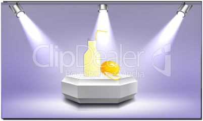 mock up illustration of mango juice glass on abstract background