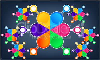 digital textile design of rainbow color circle on abstract background