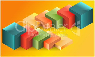 digital textile design of inserted boxes on abstract background
