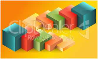 digital textile design of inserted boxes on abstract background