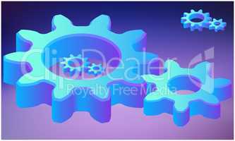 digital textile design of gear on abstract background