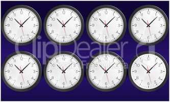 collection of world clock on abstract background