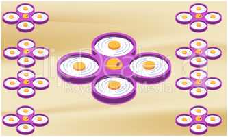 digital textile design of various spinner on abstract background