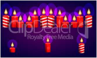 burning of various Christmas candle on abstract background