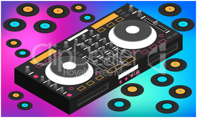 mock up illustration of song console on abstract background