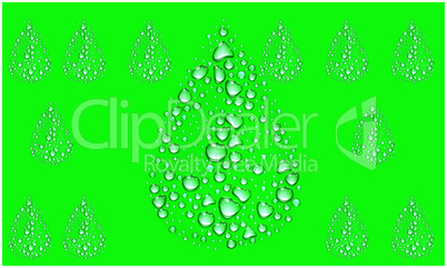 Several Water Droplet on abstract green background