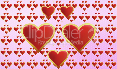 Golden heart on abstract valentine background