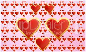 Golden heart on abstract valentine background