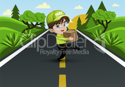 boy is playing and crossing the road
