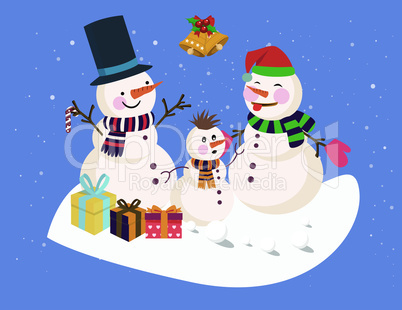 snowman in winters enjoy the christmas