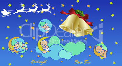 cute baby is sleeping in christmas day evening