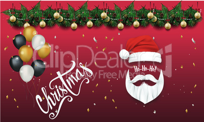 santa and christmas tree with abstract background