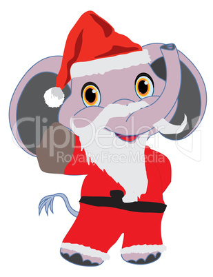 elephant santa is wearing red clothes