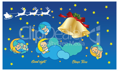cute baby is sleeping in christmas day evening