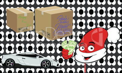 An abstract background with car and loading the new year and Christmas gifts