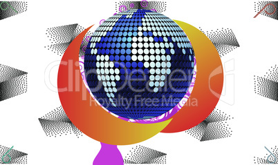 Earth globe on a Cube background with ozone layer effects