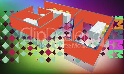 office structure in an abstract surface and color background