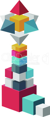 abstract boxes making a new tower with its base
