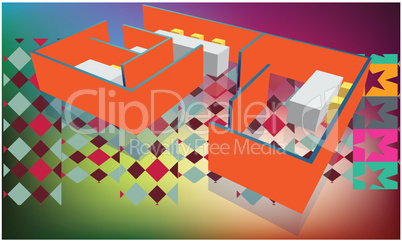 office structure in an abstract surface and color background