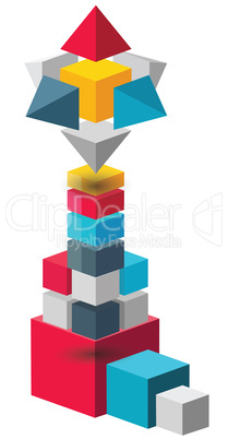 abstract boxes making a new tower with its base