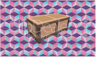 mystery box in art background, brown jackpot, abstract design