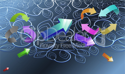 different colors of arrows on art design background