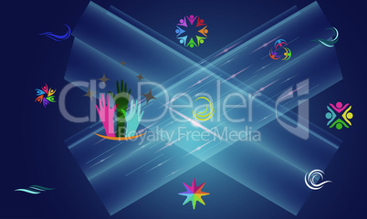 an abstract art with different color design on background
